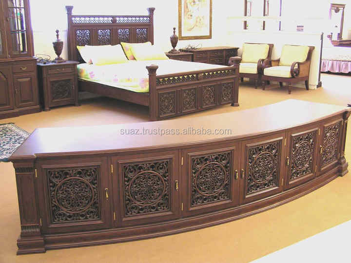 Pakistan hand geschnitzt schlafzimmer möbel sets preis, solide kirsche holz schlafzimmer set, Braun luxuriöse könig schlafzimmer möbel sets