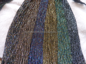 Perles de spinelle noires à facettes taillées en diamant, enrobées bleu-vert pour la fabrication de bijoux, perles de pierre précieuse - Product Image 2