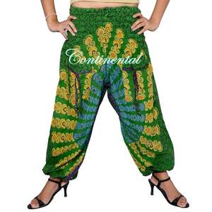 กางเกงฮาเร็มสีเขียวฤดูร้อนกางเกงโยคะทรงหลวมสูงสไตล์ยิปซีสไตล์โบฮีเมียนชายหญิงผ้าคอตตอนสวมใส่สบาย - Product Image 1