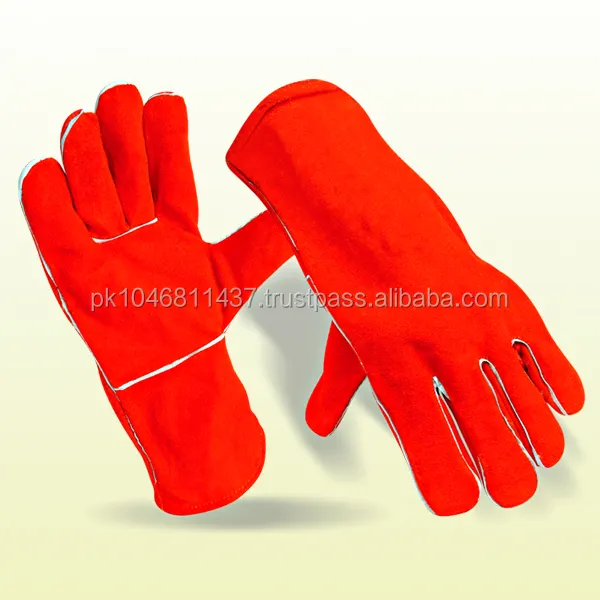Rindsleder Split Leder Schweiß handschuhe Sicherheit industrielle Hochtemperatur-Arbeits handschuhe Haushalts funken Feuerlösch schweiß handschuhe