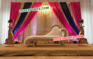 Muebles tallados en oro para boda musulmana, mobiliario elegante de boda india - Product Image 4