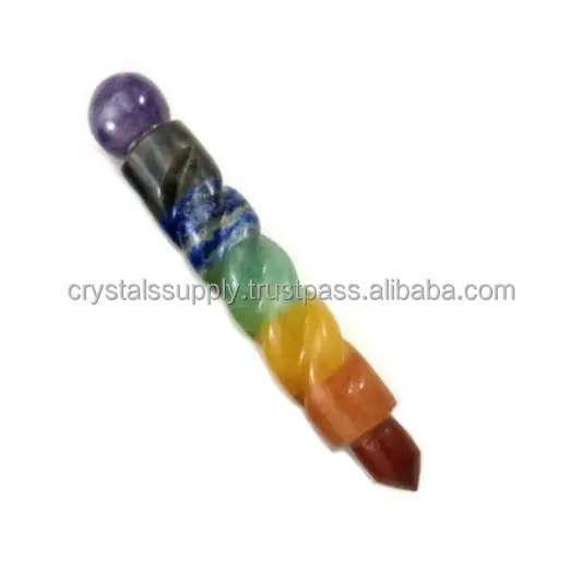 Tongkat Sihir Penyembuhan Kristal Chakra Spiral: Stik Penyembuhan Kristal Grosir: Tongkat Pijat dari Persediaan Kristal Online