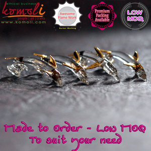 รูปปั้นปลาปลาโลมาแก้วมูราโน่ตกแต่งด้วยทอง - Product Image 5