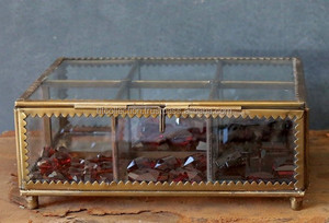 Glass And Gold Metal Storage Box With <b>Mirror</b> <b>Panels</b> And Handle - Product Image 2