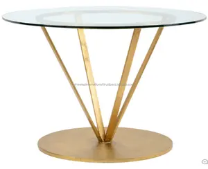 Metal Luxury Coffee Table with Glass Top for Living Room Dinning And Hotels Or Restaurant Functional Elegant Interior Decoration