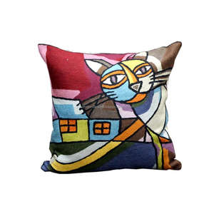 Funda de cojín bordada a mano con diseño de gatos y Picasso - Product Image 5