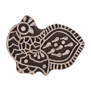 Peacock Shape Handmade <b>Wooden</b> Printing <b>Blocks</b> Hand Carved Textile <b>Wooden</b> Handmade Wood Stamp Crafting Printing <b>Block</b> - Product Image 1
