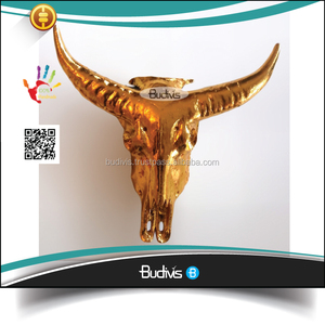 ของตกแต่งแขวนผนังทำจากเรซินหัวเทียมดีไซน์แบบมีสไตล์ทำจากวัวและควายสีทอง - Product Image 2