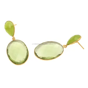 Boucles d'oreilles à la mode en argent Sterling 925, améthyste verte Hydro, pierres précieuses faites à la main