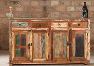 Muebles de madera maciza reciclada de estilo antiguo, armario de madera de cocina ecológico duradero para uso doméstico - Product Image 2