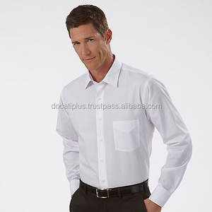 De hecho a medida de Color sólido camisa de vestir de algodón para hombres de los hombres vestido de oficina camisa - Product Image 4