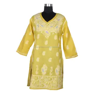 DRL 020 Huhn lange Kurti Mädchen Kleid lange Kurti Lakhnav Ärmel Designer USA Völker wie Kurti Western Party Wear Designer