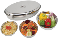 Plat à curry ovale en acier inoxydable écologique sans couvercle pour contact alimentaire