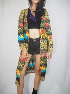 Nueva moda, venta al por mayor, paisley boho elefante impreso kimono