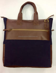 กระเป๋าสะพายทำด้วยมือทำจากผ้าใบพร้อมที่จับหนังม้วนและซิปปิดแบบหรูหรามีซิปกระเป๋าถือ - Product Image 2