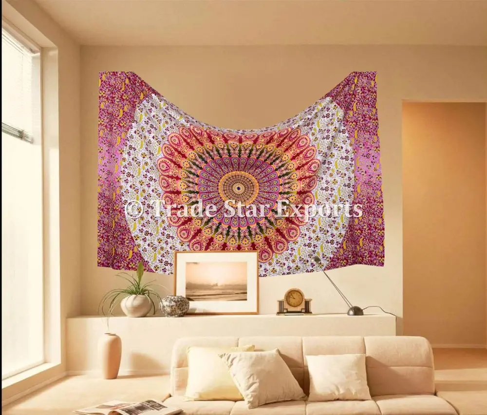 Indian Cotton Fabric Wholesale Indian Printed Tapestries Mandala Bedspread