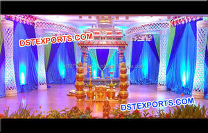 ชุดทำจากคริสตัลสีทองสำหรับเวทีงานแต่งงาน,ชุดทำจากเสาคริสตัล Jali ชุดอุปกรณ์จัดงานแต่งงานแบบอินเดีย - Product Image 4