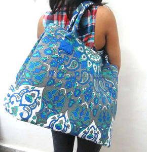 Bolso de Mano Informal de Algodón Ecológico Ligero para Mujer, Diseño Indio, para Compras - Product Image 3