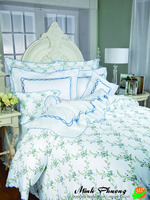 Ensemble de housse de couette brodée de luxe - 100% coton, style uni, literie pour hôtel et mariage