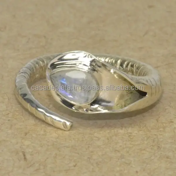 Regenboog Maansteen Zilveren Ring, Groothandel Zilveren Sieraden, Indian Zilveren Sieraden SER2407