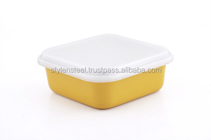 ชามสลัดสี่เหลี่ยมโลหะขัดพร้อมฝาภาชนะสำหรับห้องครัว - Product Image 3