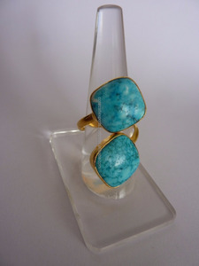 925 Sterling Silver <b>Gold</b> Plated <b>Turquoise</b> Gemstone <b>Ring</b> with Bezel Setting for Wedding & Anniversary - Product Image 4