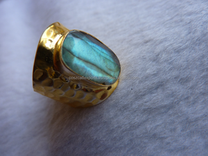 Anillo de Plata de Ley 925 con labradorita azul, joyería con relleno de oro y plata - Product Image 3