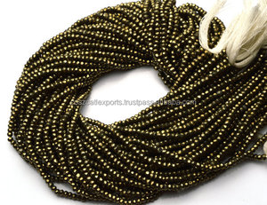 ลูกปัดกลมขนาด13นิ้วสีเขียวทองไพไรต์สีเขียวทอง3มม. - Product Image 4