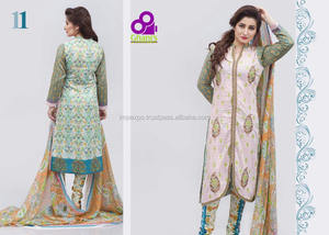 Trajes de césped de algodón cosidos con estampado digital pakistaní para adultos y niñas para bodas, incluidas las fiestas Dupatta Salwar Kameez Made - Product Image 3