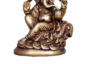 Indien fait main En Laiton Doré Bronze Ganesha Indian Spirituelles Traditionnelles Ganesha Statue - Product Image 3