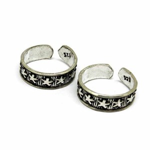 Bague de pied indienne en argent sterling 925 oxydé, motif étoile, bijoux Shri Ashapura, style bohème, religieux hindou - Product Image 2