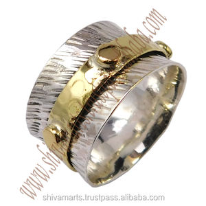 Buena calidad 925 plata esterlina dos tonos martillo anillo eternidad Vermeil joyería elegante compromiso regalo de boda para todos - Product Image 2