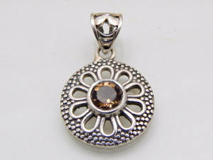 925 argent Sterling charmant Quartz fumé pierres précieuses pendentif femmes belle plaqué acier inoxydable religieux mode pendentifs breloques - Product Image 3