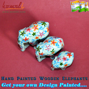 Figuras de Elefantes Talladas en Madera Pintadas a Mano, Decoración, Recuerdos - Product Image 5