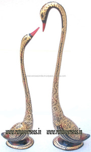Figuras de cisne de latón con Nakkashi, decoración de escritorio para sala de estar, trabajo en tres colores - Product Image 4