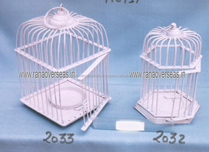 Porte-bougie vintage en fer blanc, Cage métallique suspendue pour oiseau, porte-bougie à thé, pour fête et mariage - Product Image 3