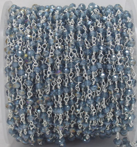 Cuentas de Rosario de cuarzo tanzanita hechas a mano, cadena de amuleto de moneda, alambre Chapado en plata, joyería de piedras preciosas naturales, vidrio de 3mm - Product Image 1