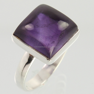 อเมทิสต์สีม่วงธรรมชาติ925แท้เครื่องประดับเงินสเตอลิงทำด้วยมือแหวนตั้งค่าขนาดแหวนพลอยธรรมชาติออกแบบได้ตามต้องการ - Product Image 1