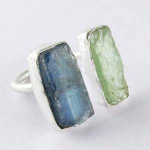 Kyanite prehnite 925แหวนเงินสเตอร์ลิงเครื่องประดับเงินแบบหยาบเครื่องประดับเงิน - Product Image 1