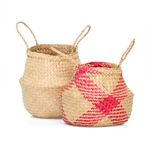 Cesta de almacenamiento de bambú en zigzag Cesta hecha a mano de estilo japonés - Product Image 3