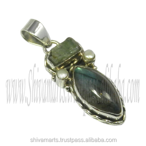 Nouveau produit fait à la main solide 925 en argent Sterling Labradorite perle multi pierres précieuses pendentif bijoux fins pendentifs et breloques bijoux - Product Image 2