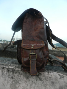 Mochila de viaje de cuero genuino marrón Vintage de gran capacidad, bolsos de noche universitarios de moda hechos a mano para accesorios de viaje - Product Image 4