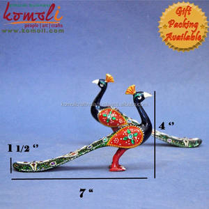 Statue de paon en émail aux couleurs vives, grande taille, décoration de la maison, en métal faite à la main - Product Image 6