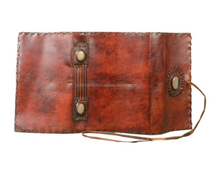 Journal à rabat en cuir véritable fait à la main avec pierre pour cahier, fournitures scolaires, livre, point latéral, journaux blancs A5 - Product Image 3