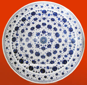 Round Marble Lapis Lazuli Dining Table Top - Product Image 1