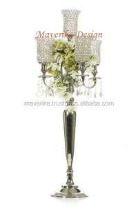 Candélabre en métal en cristal argenté pour mariage événement fête pièce maîtresse en cristal décorative candélabre de sol fait main - Product Image 4