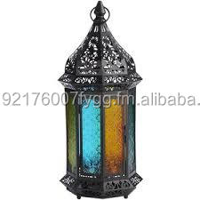 โลหะโมร็อกโกโคมไฟเสาเชิงเทียนโคมไฟแขวนหรูหราทองแดงโบราณสีฟ้าโคมไฟแก้วสำหรับตกแต่งบ้าน - Product Image 6