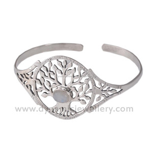 Chunky 925 Sterling <b>Silver</b> Rainbow Moonstone <b>Charm</b> Christian <b>Bracelets</b>-High Quality Designer Gift - Product Image 1