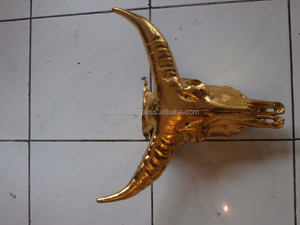 ของตกแต่งแขวนผนังทำจากเรซินหัวเทียมดีไซน์แบบมีสไตล์ทำจากวัวและควายสีทอง - Product Image 3