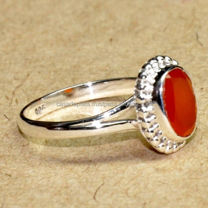 새로운 디자인의 보석 Carnelian 실버 반지, 925 스털링 실버 반지, 인도 패션 실버 반지 여성을 위한 유행 반지 - Product Image 1
